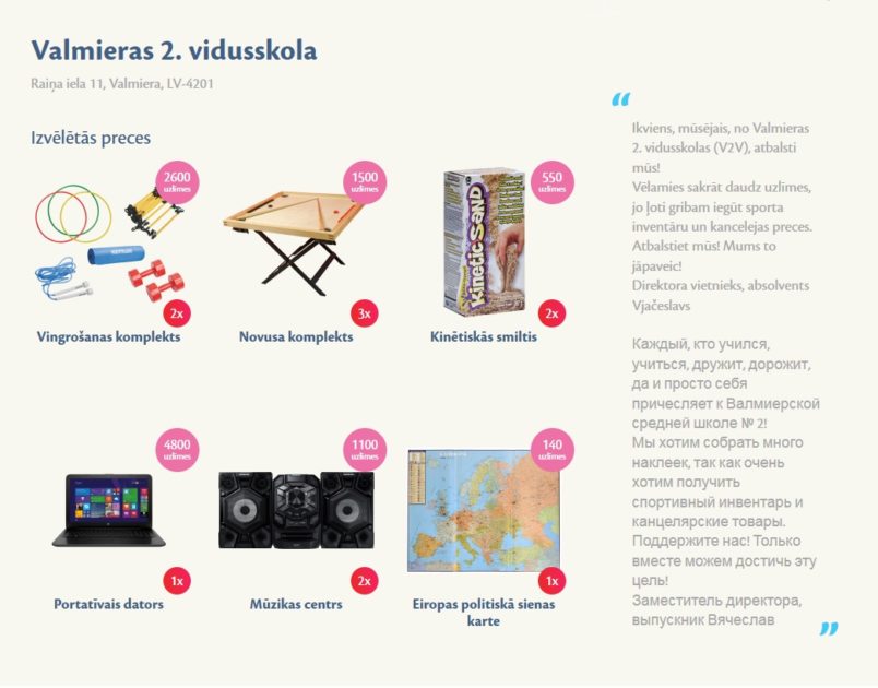 Paldies par sakrātām MAXIMA uzlīmēm. Kopā sakrātas 17949 uzlīmes!
