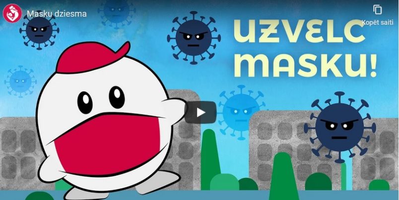 Animācijas filmiņa par sejas masku valkāšanu