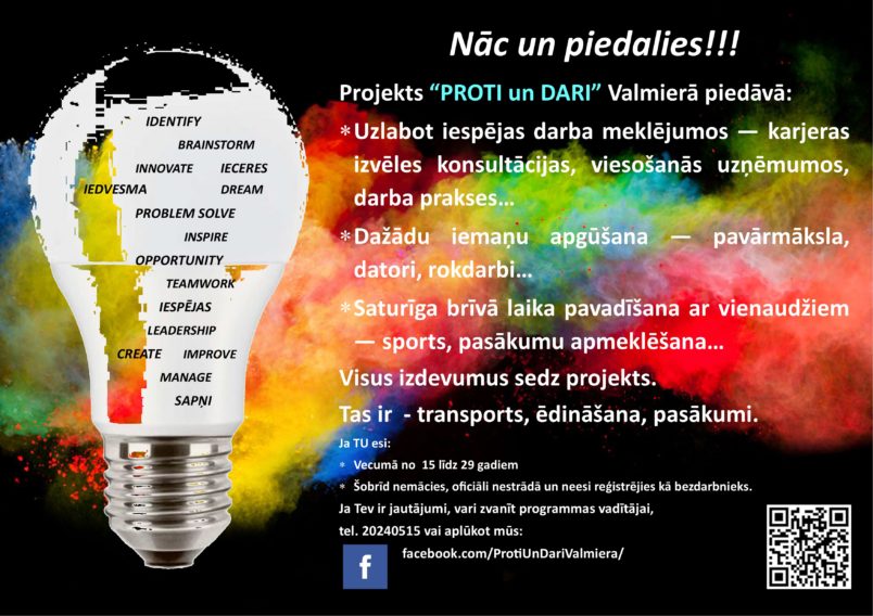 Iesaisties projektā “Proti un dari”